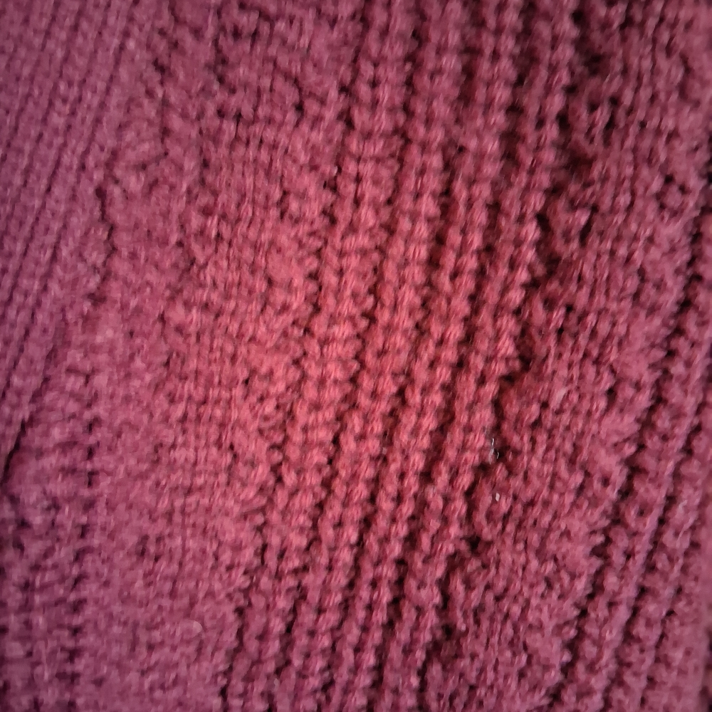 Vintage Towncraft Burgundy Cable Knit Heavy Cardigan Sweater - Picture 4 of 5